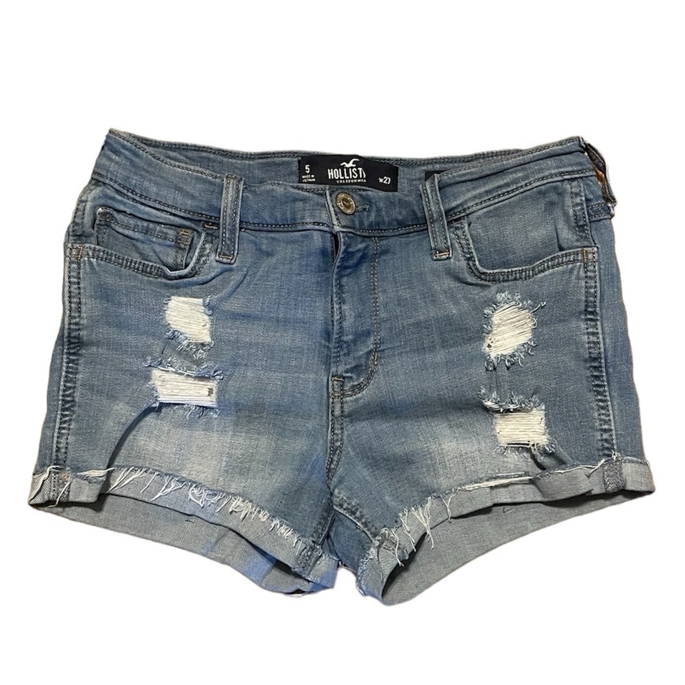 Hollister Women's short denim distressed jean mid rise advance stretch